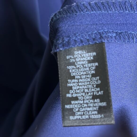 Liz Claiborne Rose Embroidered Sheath Dress Navy Blue 16 - Picture 6 of 8